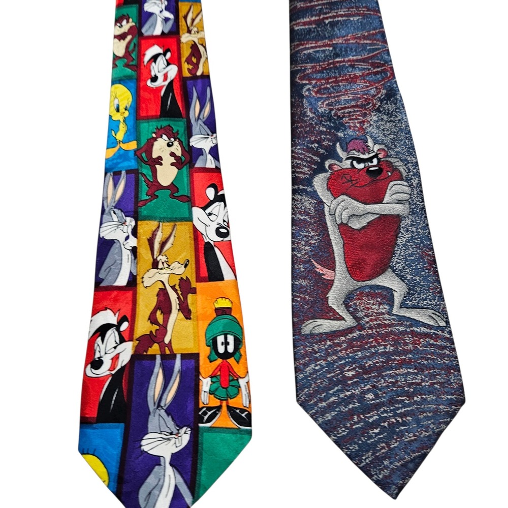 Looney Tunes 2 Ties Cartoon Characters 90s Novelty Neckties Looney Tunes‎ Taz